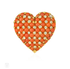 Tiffany & Co., France Retro coral heart brooch