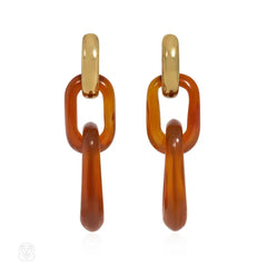 Tiffany & Co. gold and carnelian pendant earrings