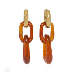 Tiffany & Co. gold and carnelian pendant earrings