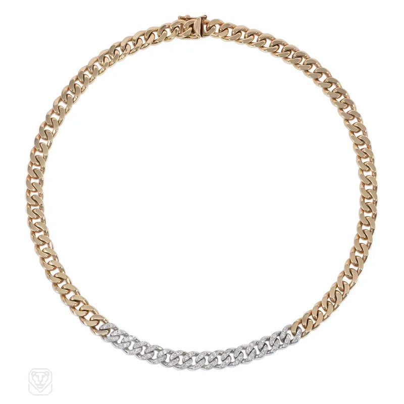 Tiffany & Co. Gold And Diamond Cuban Link Necklace