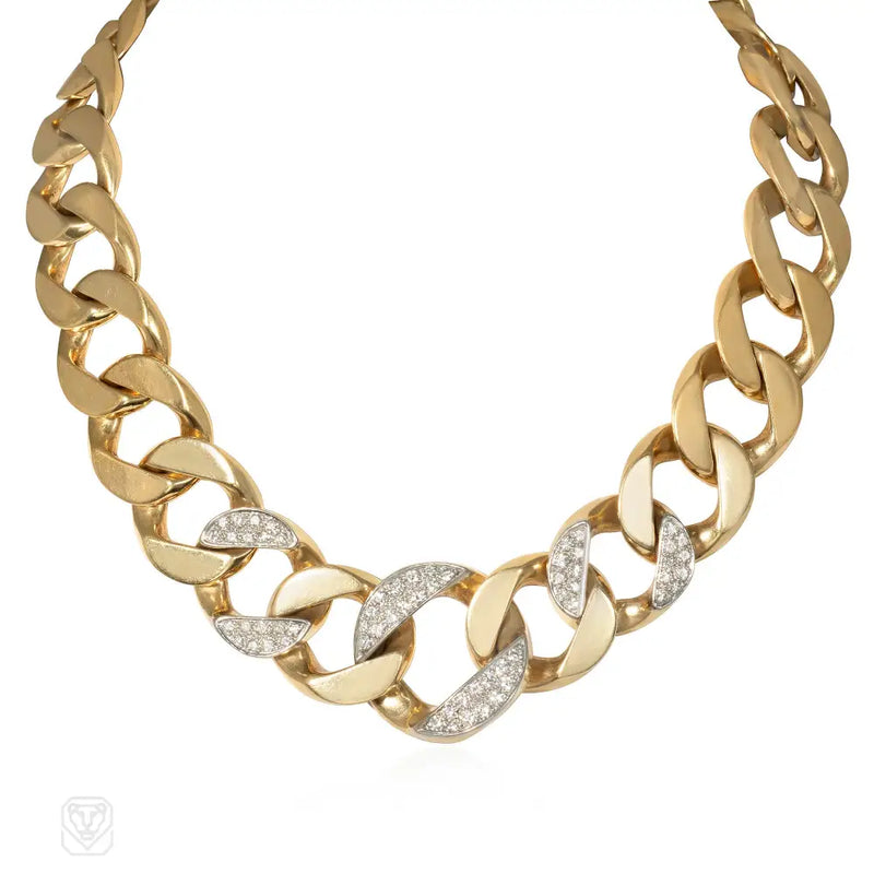 Tiffany & Co. Retro gold and diamond curblink necklace