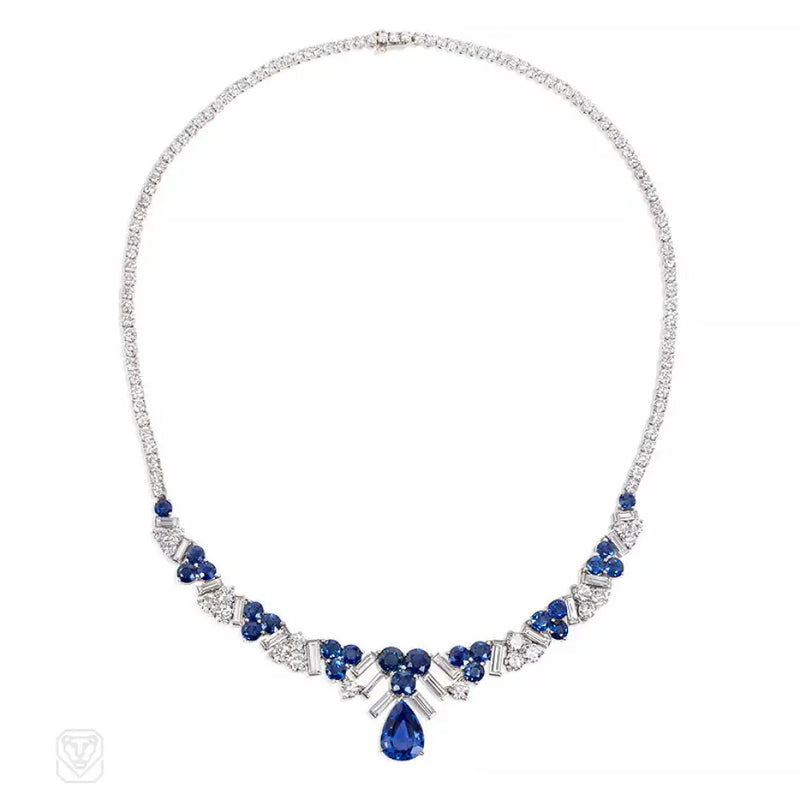 Tiffany Mid - Century Sapphire And Diamond Necklace