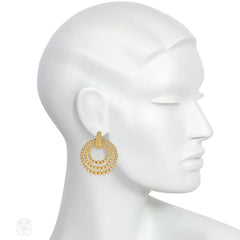 Triple hoop, interchangeable, gold doorknocker earrings