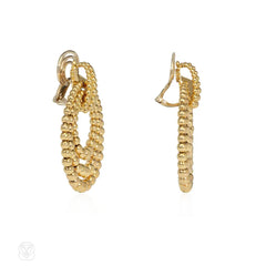 Triple hoop, interchangeable, gold doorknocker earrings