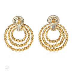 Triple hoop, interchangeable, gold doorknocker earrings