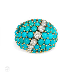 Turquoise and diamond bombé ring, Cartier
