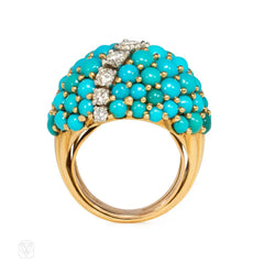 Turquoise and diamond bombé ring, Cartier