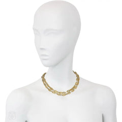 Two-color gold anchor chain necklace, Hermès