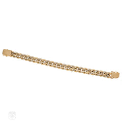 Two-color gold and diamond curblink bracelet, France