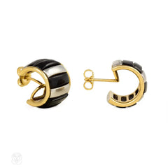 Two-color gold and onyx hoop earrings, Cartier