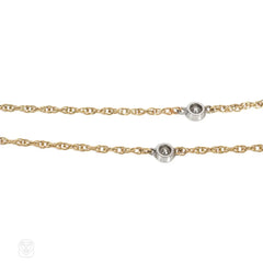 Two-color gold diamonds-by-the-yard chain