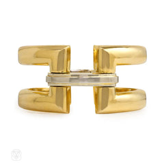 Two-color gold geometric link bracelet