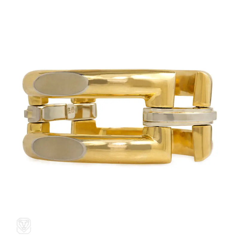Two - Color Gold Geometric Link Bracelet