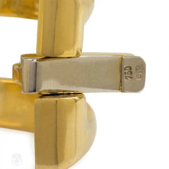 Two-color gold geometric link bracelet