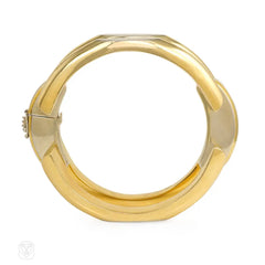Two-color gold geometric link bracelet