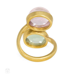Two-color tourmaline bypass ring