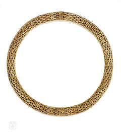 Two-color woven gold necklace