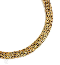 Two-color woven gold necklace