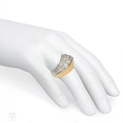 Two-tone bombé gold and diamond ring