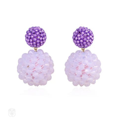Two-toned violet hand beaded earrings