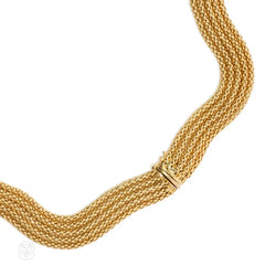 Undulating gold necklace, France