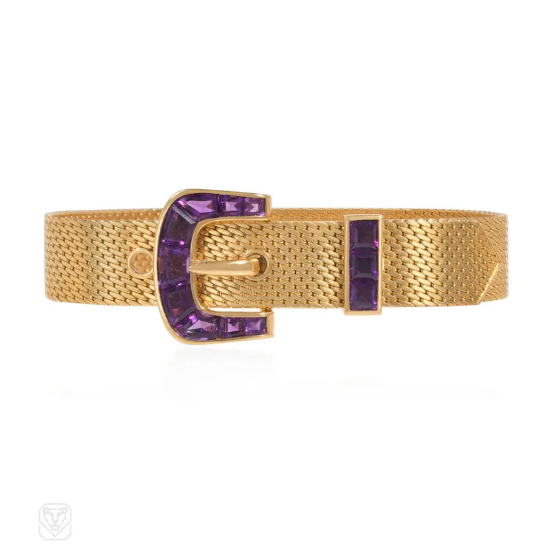 Vacheron Constantin Mid-Century amethyst and gold adjustable strap bracelet