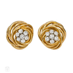 Van Cleef and Arpels diamond knot earrings. France