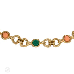 Van Cleef and Arpels gold, coral, and chrysoprase bracelet. France.