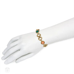 Van Cleef and Arpels gold, coral, and chrysoprase bracelet. France.