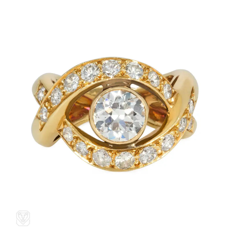 Van Cleef and Arpels interlaced diamond and gold ring