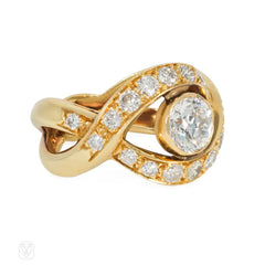 Van Cleef and Arpels interlaced diamond and gold ring