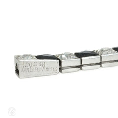 Van Cleef & Arpels Art Deco onyx and diamond line bracelet