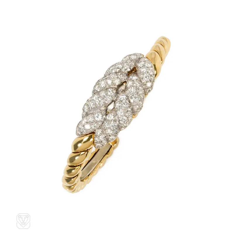 Van Cleef & Arpels Braided Diamond And Gold Bracelet Watch