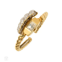 Van Cleef & Arpels braided diamond and gold bracelet watch