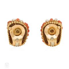 Van Cleef & Arpels coral and pearl "Twist" earrings