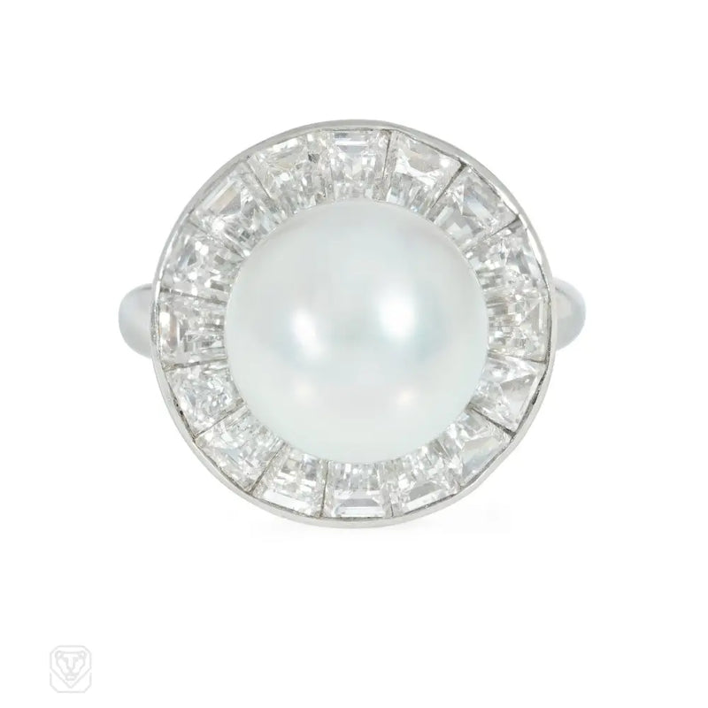 Van Cleef & Arpels diamond and pearl ballerina-set ring