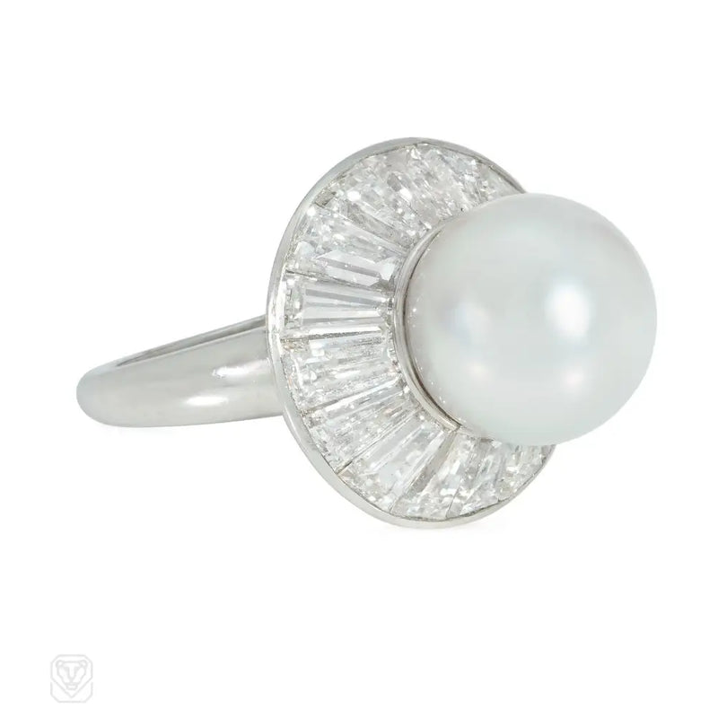 Van Cleef & Arpels diamond and pearl ballerina-set ring