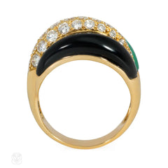 Van Cleef & Arpels diamond, turquoise, and onyx stack ring