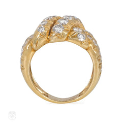 Van Cleef & Arpels estate gold and diamond knot ring