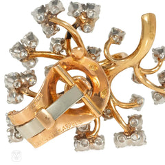 Van Cleef & Arpels, France diamond and gold flower spray earrings
