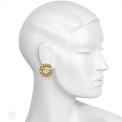 Van Cleef & Arpels, France estate gold hoop earrings