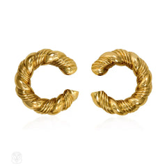 Van Cleef & Arpels, France estate gold hoop earrings
