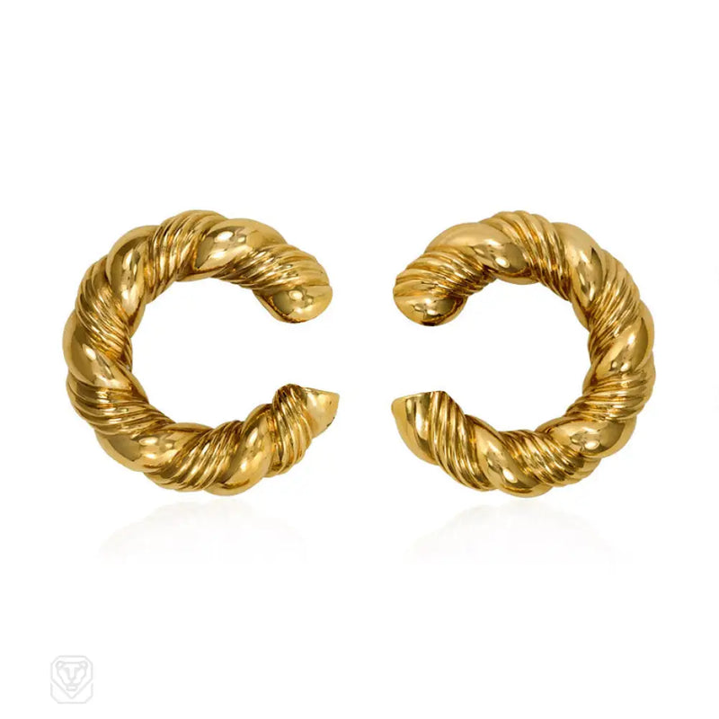 Van Cleef & Arpels France Estate Gold Hoop Earrings