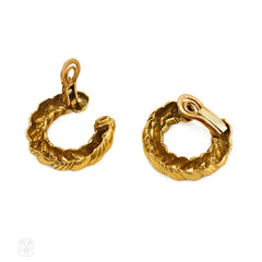 Van Cleef & Arpels, France estate gold hoop earrings