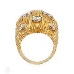 Van Cleef & Arpels, gold and diamond basketweave cocktail ring