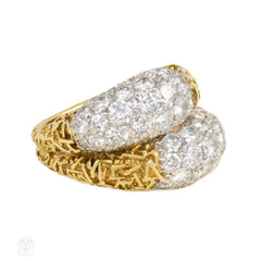 Van Cleef & Arpels gold and diamond double bombé ring