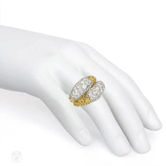 Van Cleef & Arpels gold and diamond double bombé ring
