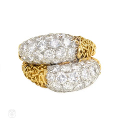 Van Cleef & Arpels gold and diamond double bombé ring