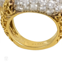 Van Cleef & Arpels gold and diamond double bombé ring
