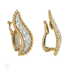 Van Cleef & Arpels gold and diamond Haricot earrings